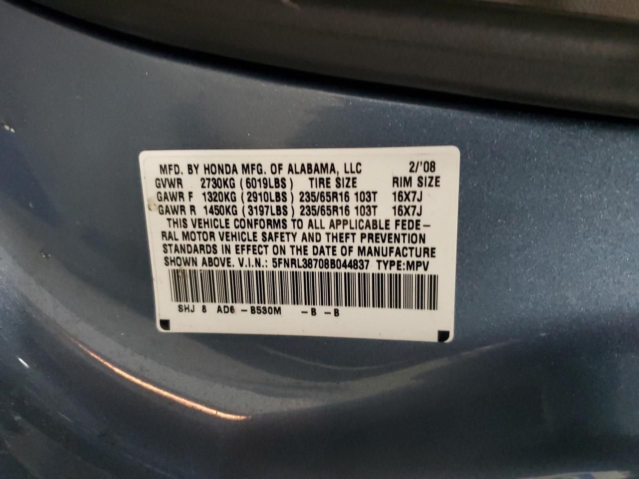 2008 Honda Odyssey exl