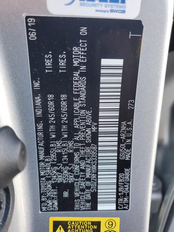 2019 Toyota Highlander le