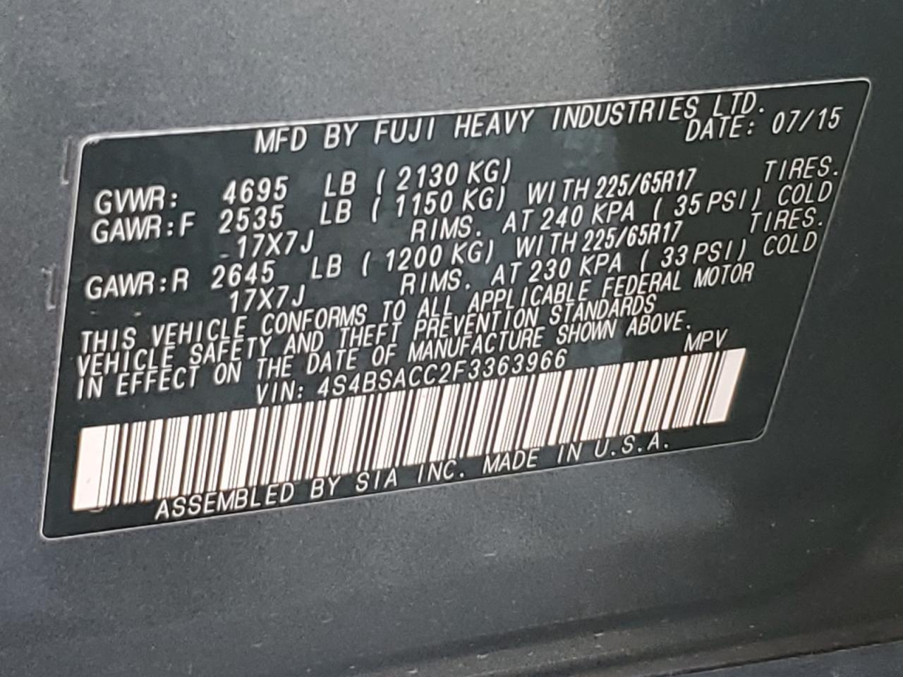 2015 Subaru Outback 2.5i Premium