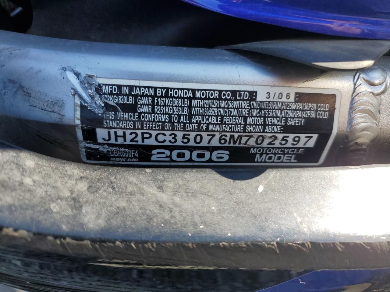 2006 Honda CBR600 F4