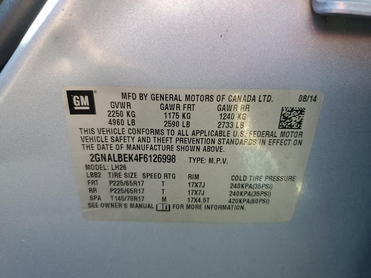 2015 Chevrolet Equinox lt