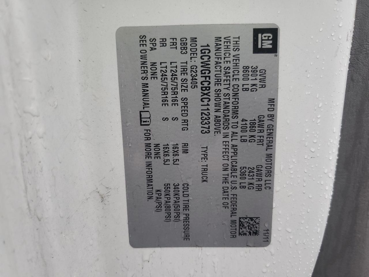 2012 Chevrolet Express G2500