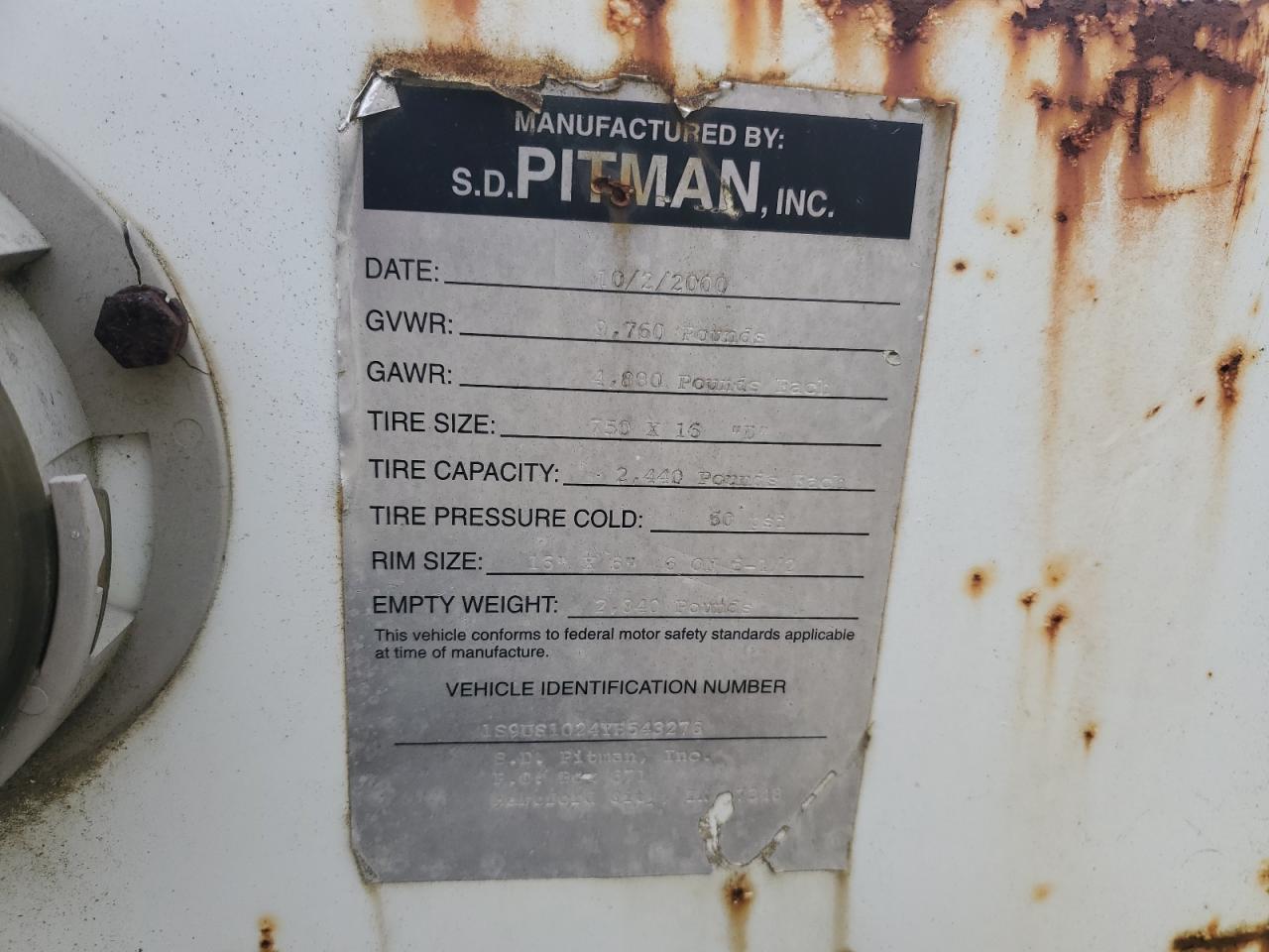 2000 Others 2000 S.D.PITMAN Utility Trailer