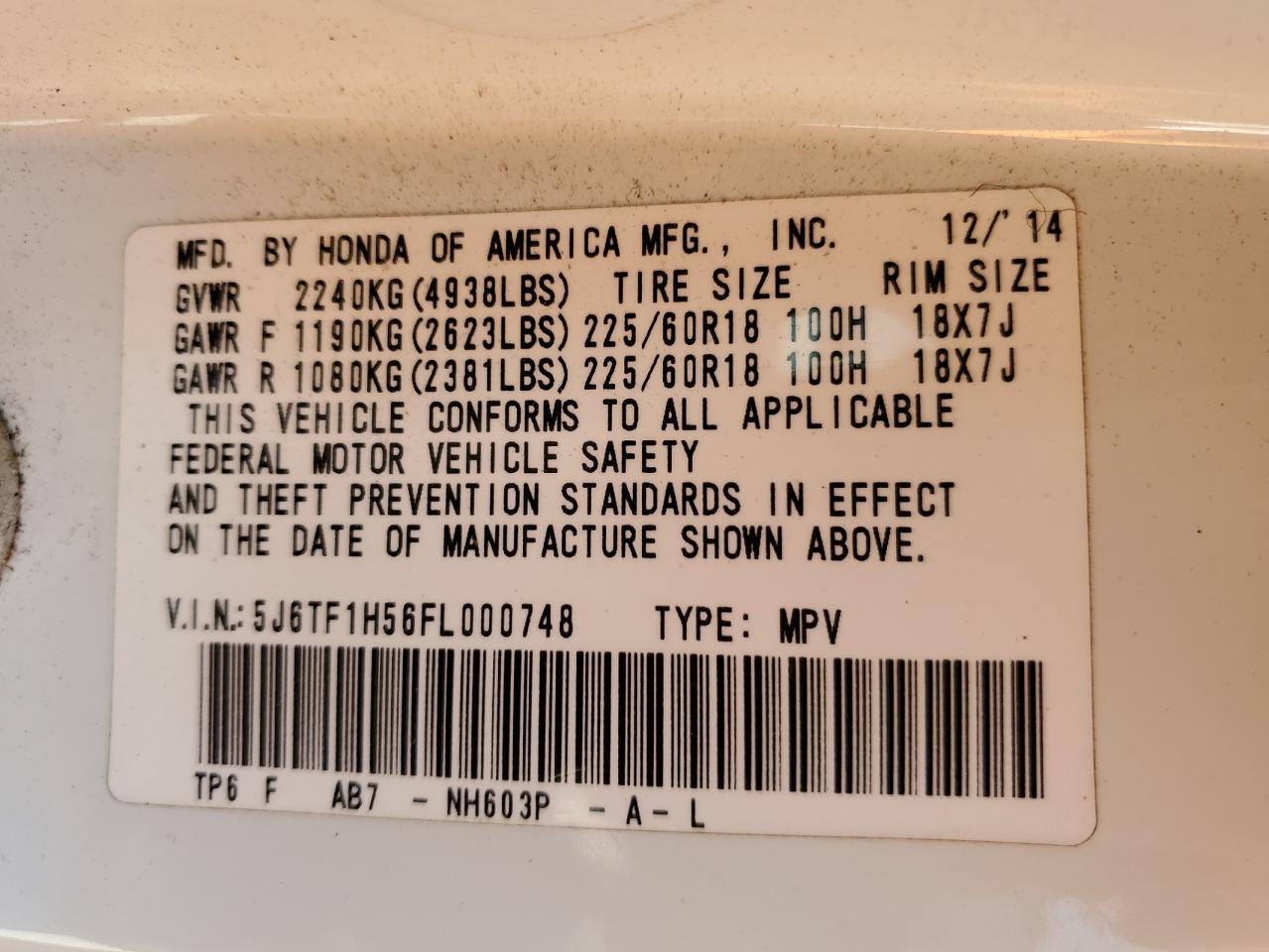 2015 Honda Crosstour exl