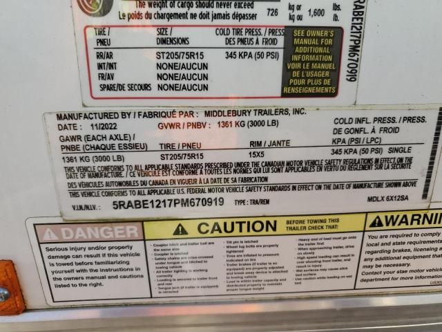 2023 Middlebury MDLX6X12SA Enclosed Cargo Trailer