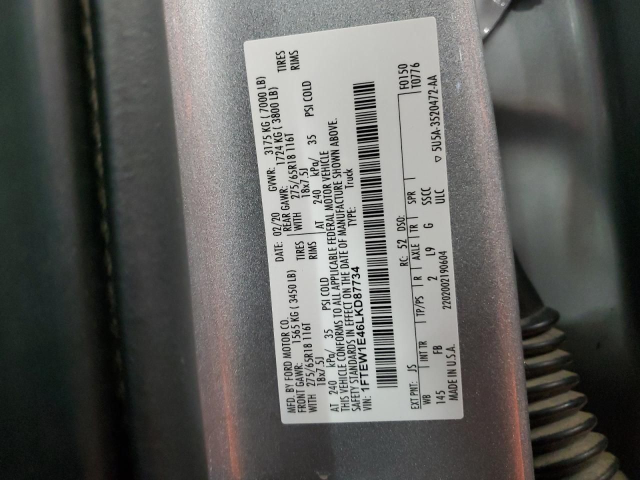 2020 Ford F150 Supercrew