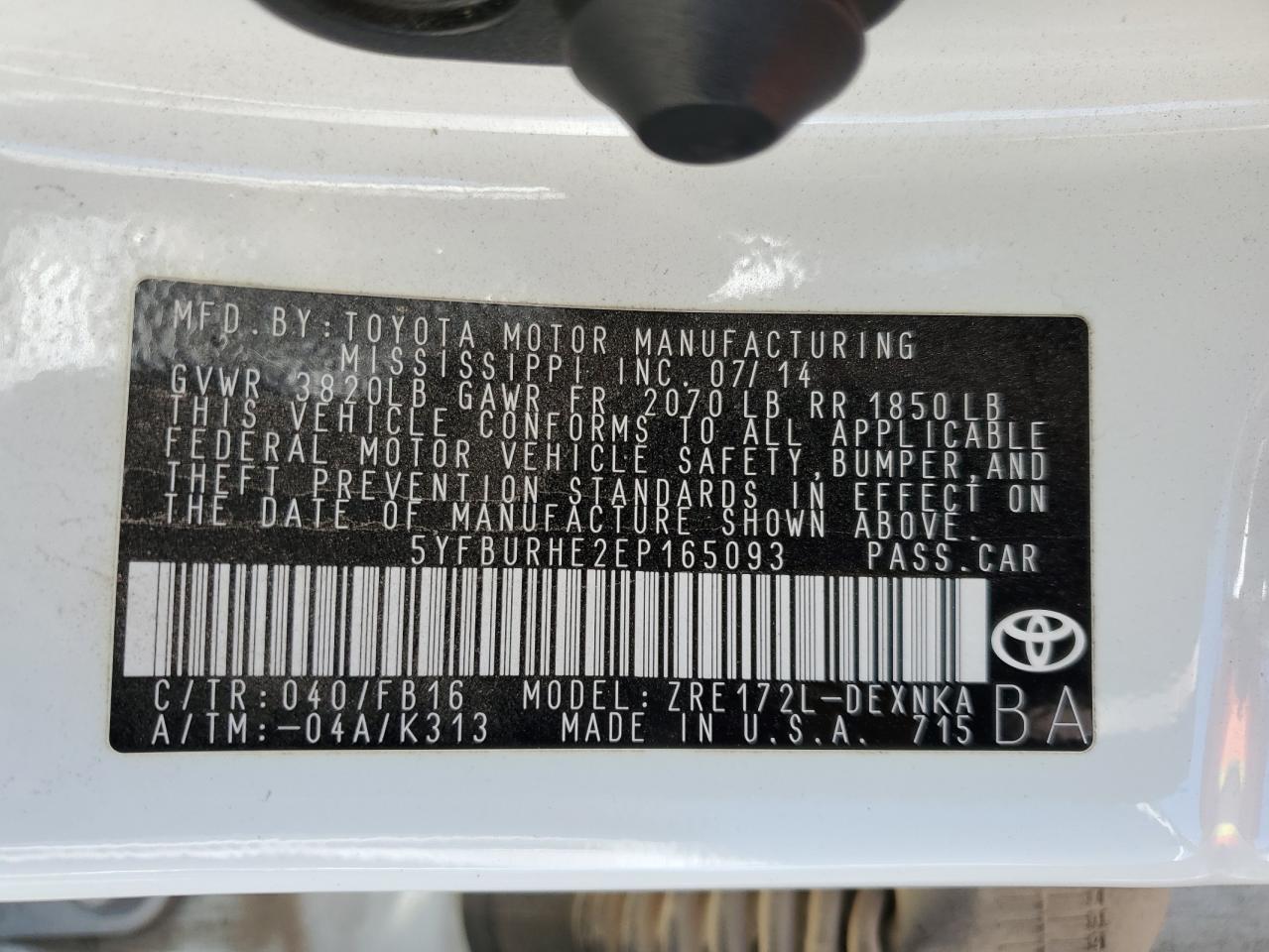 2014 Toyota Corolla le