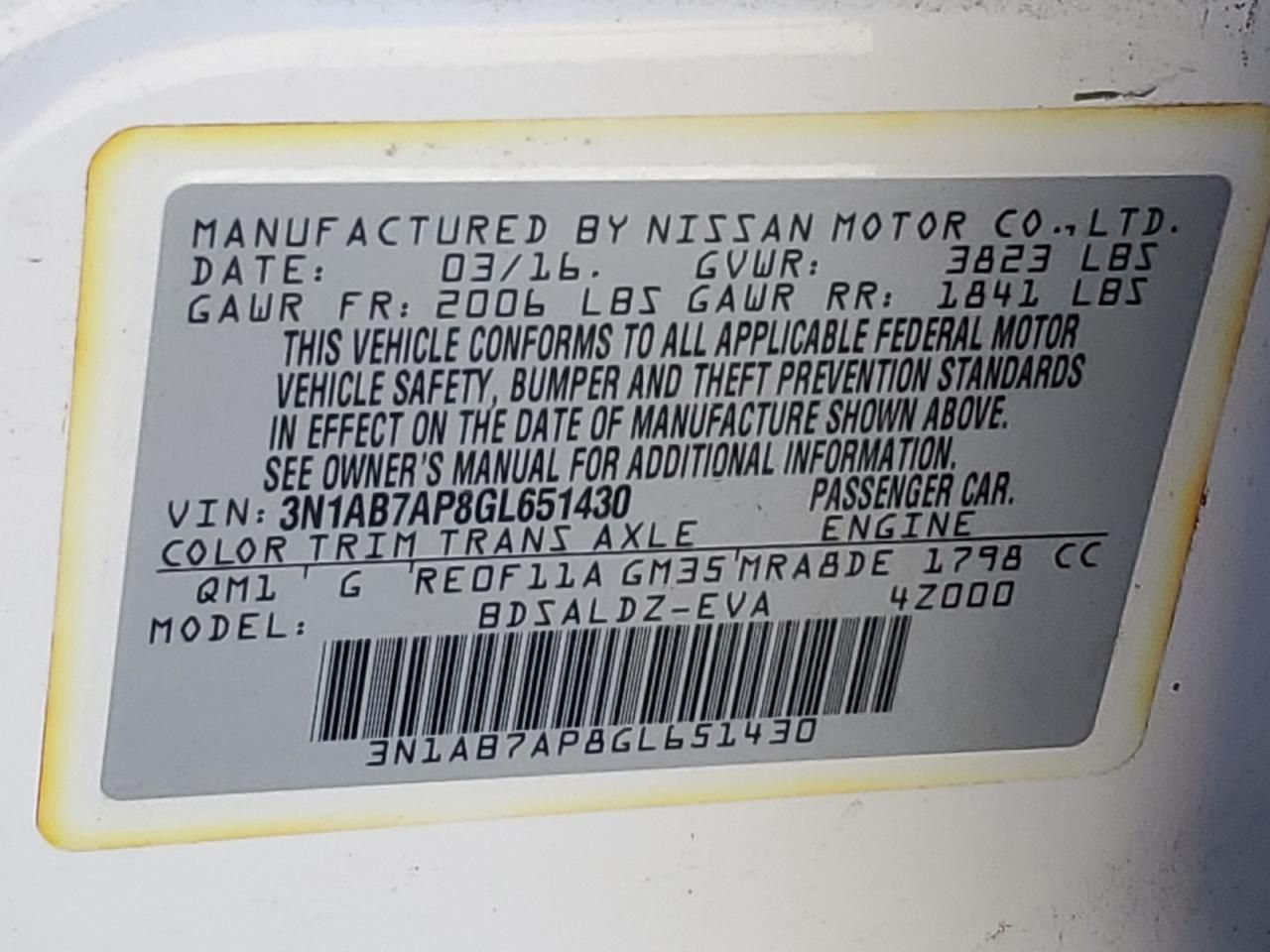 2016 Nissan Sentra s