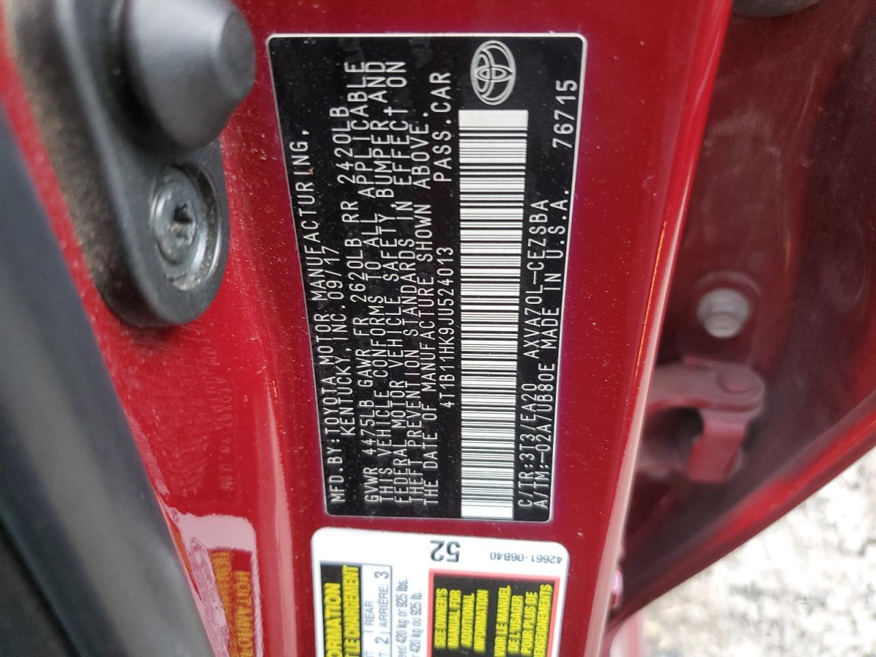 2018 Toyota Camry l
