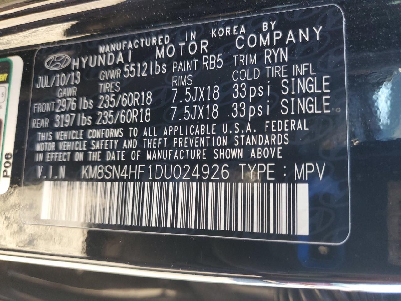 2013 Hyundai Santa fe gls