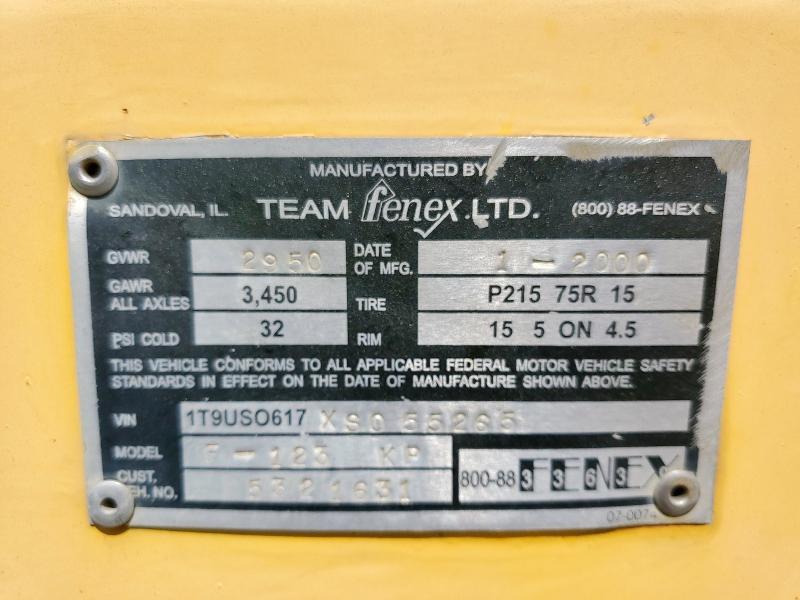 1999 Team Fenex F-123kp Manhole Support Trailer