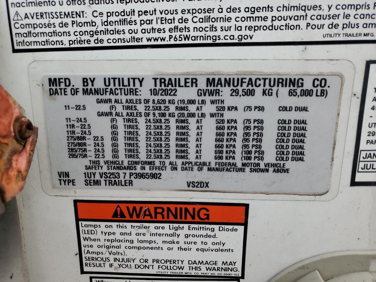 2023 Utility VS2DX DRY Van Trailer