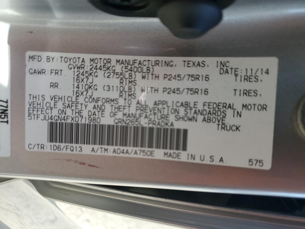 2015 Toyota Tacoma Double cab Prerunner