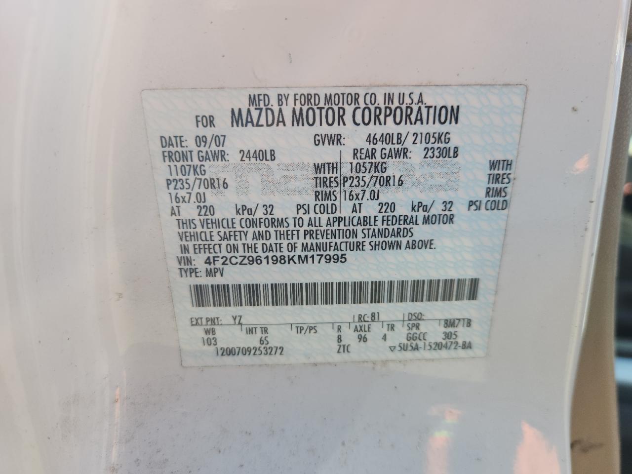 2008 Mazda Tribute s