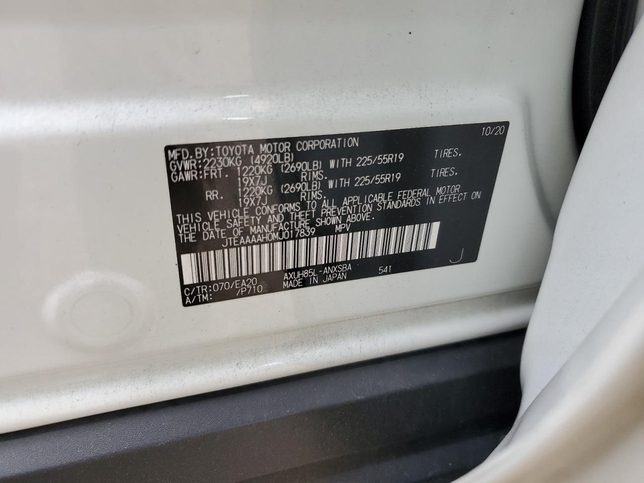 2021 Toyota Venza le