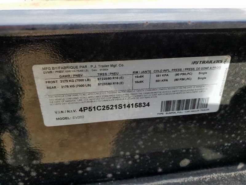2025 Pj Trailer 2025 PJ EV202 Equipment Trailer