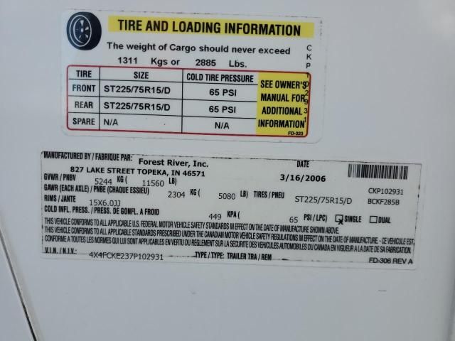 2007 Cherokee Products Okee Camper Trlr 285
