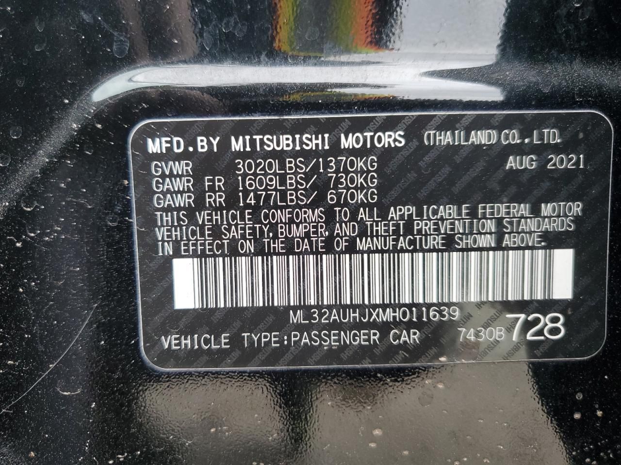 2021 Mitsubishi Mirage es