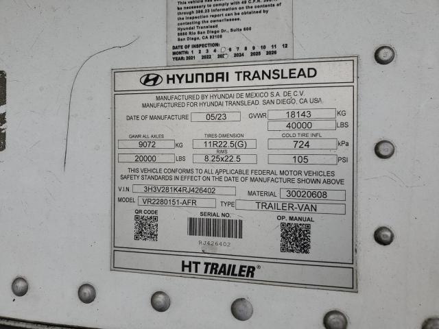 2024 Hyundai Translead VR2280151-AFR Refrigeratedvan Trailer