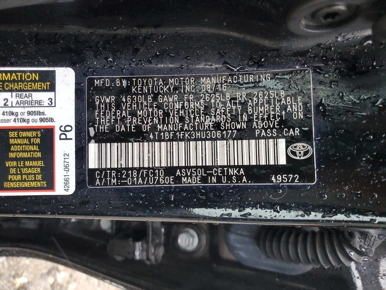 2017 Toyota Camry le