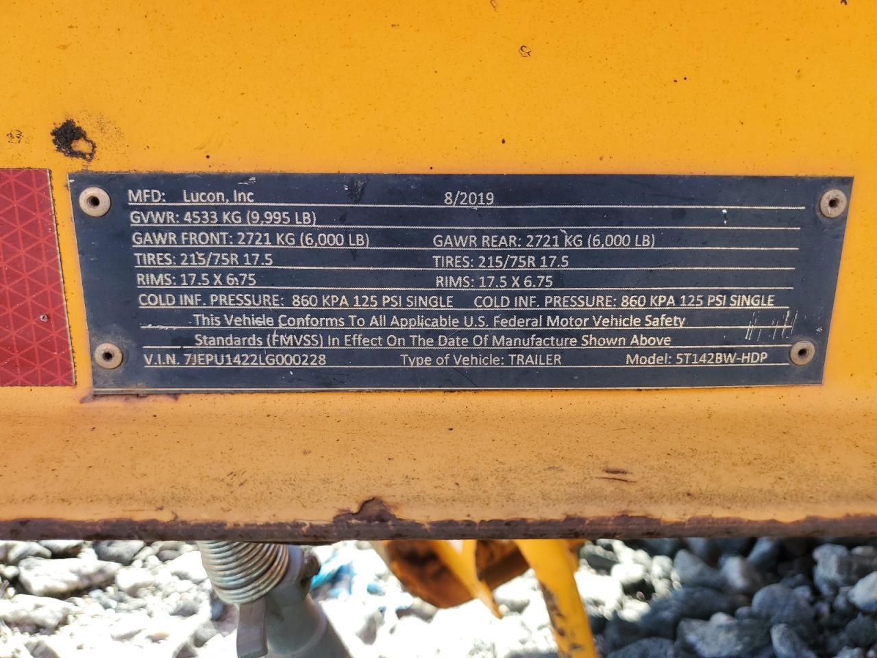 2020 Lucon 5T14BW-HDP Equipment Trailer