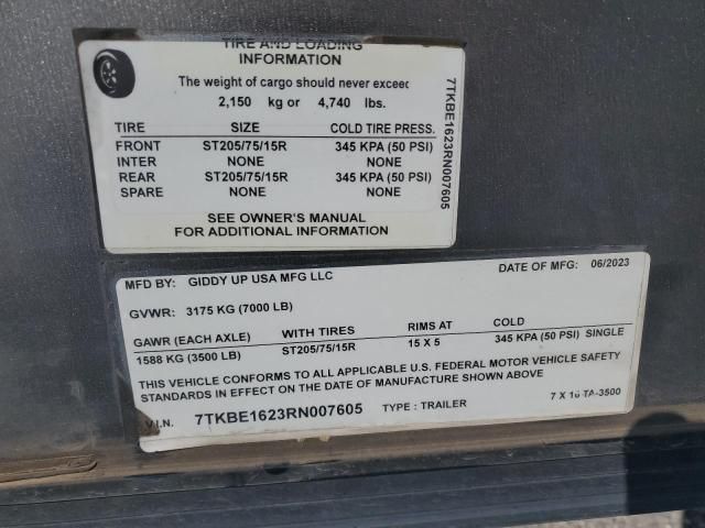 2024 Giddy Up 7X16-TA-3500 Enclosed Cargo Trailer
