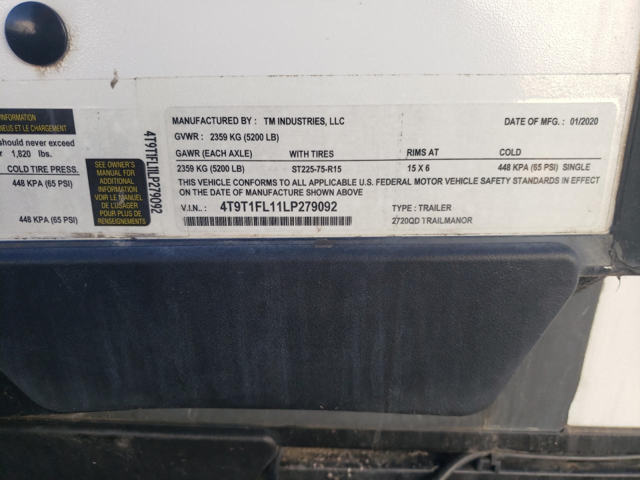 2020 Trailmanor 2720QD Camper