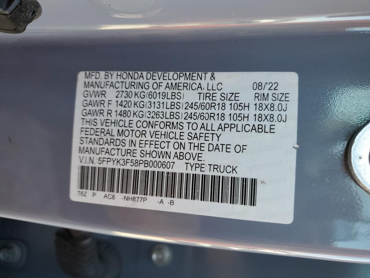 2023 Honda Ridgeline rtl