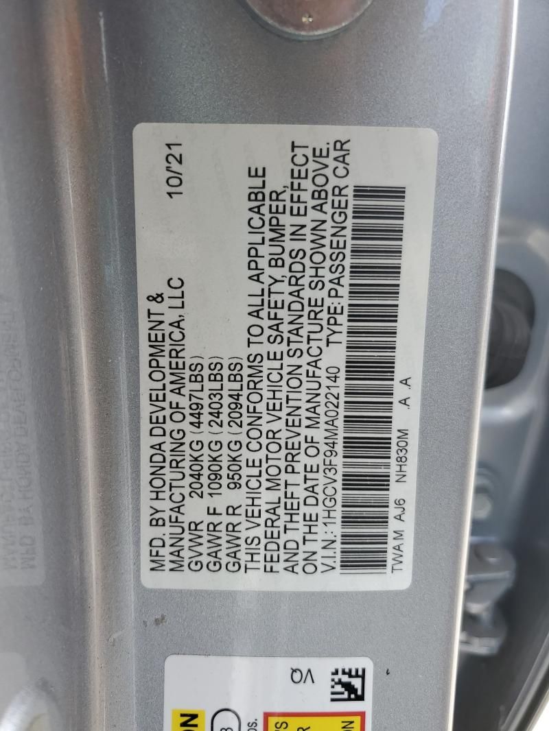 2021 Honda Accord Touring Hybrid