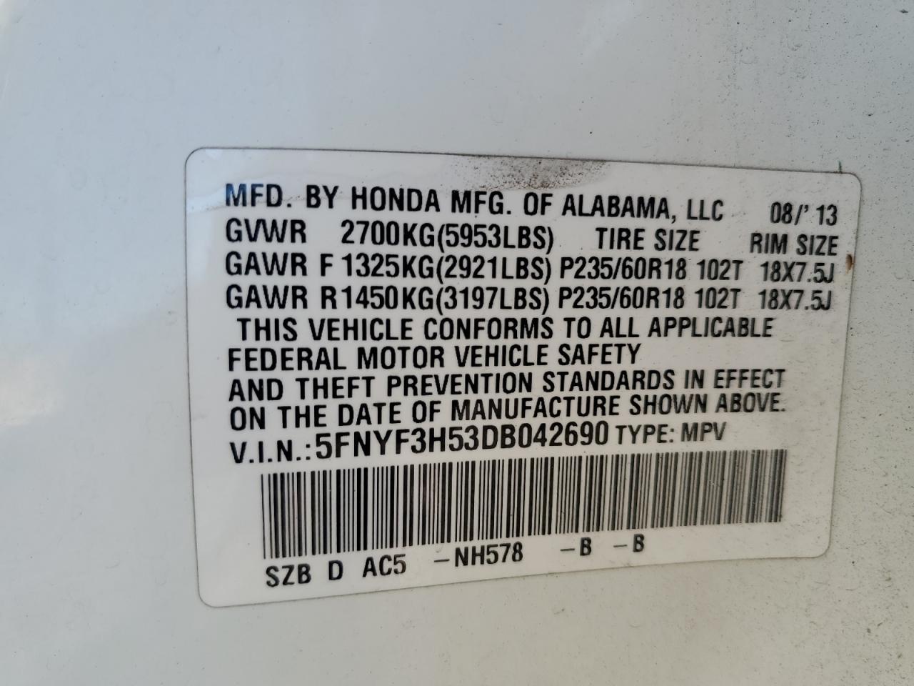 2013 Honda Pilot exl