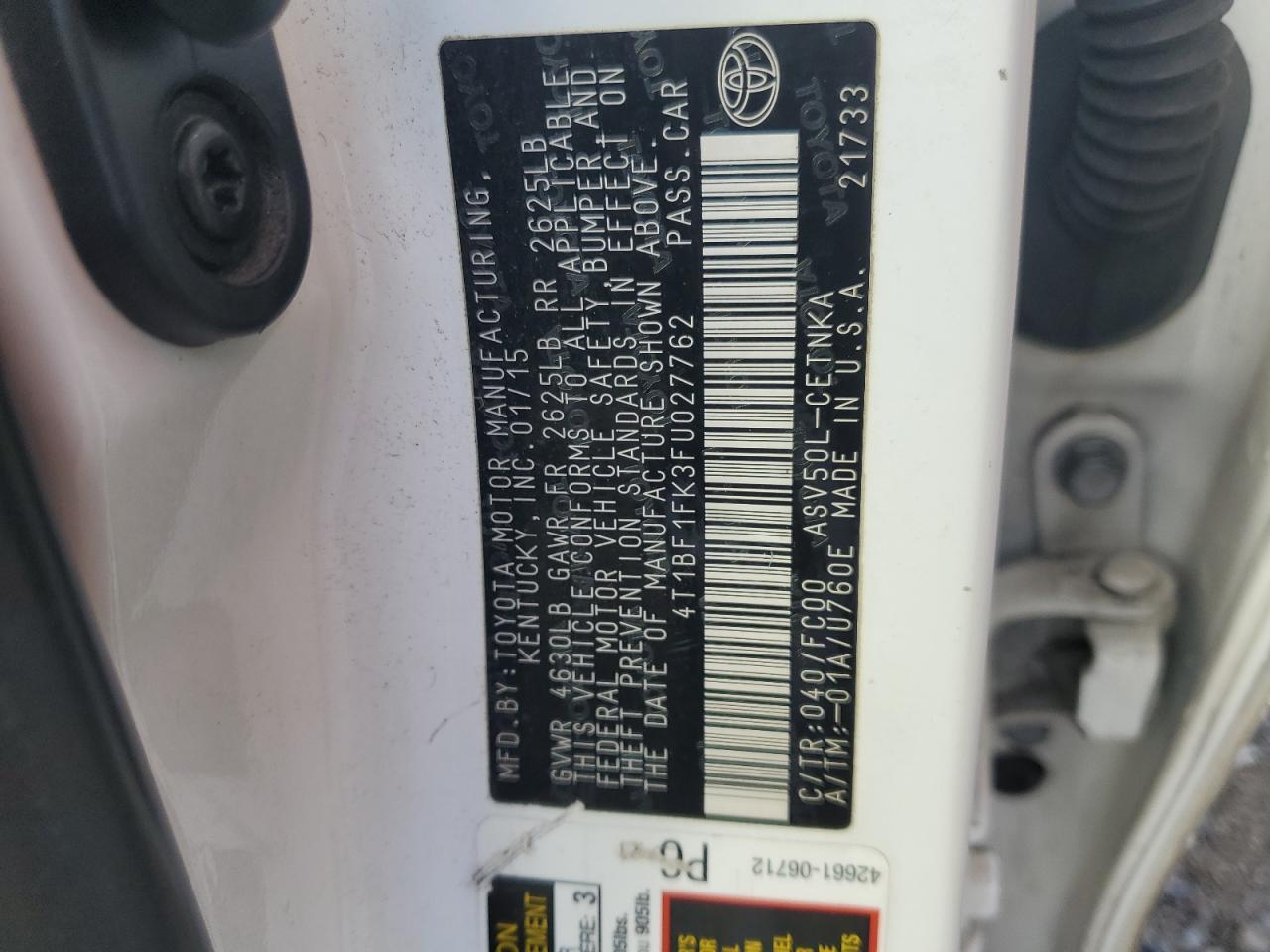 2015 Toyota Camry le