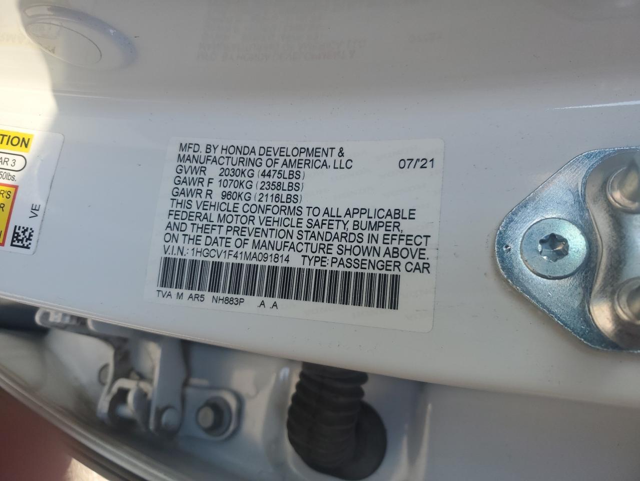 2021 Honda Accord Sport se