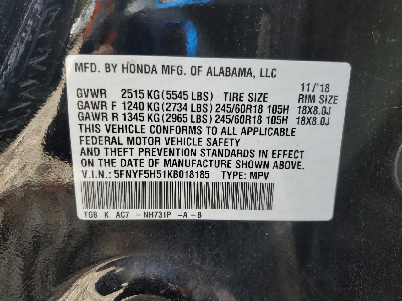 2019 Honda Pilot exl