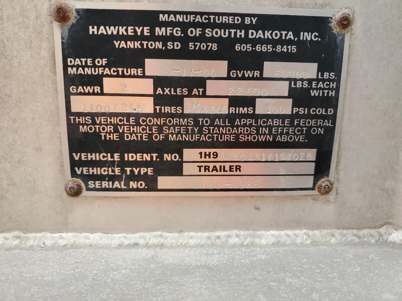 2001 Hawkeye Grain Trailer