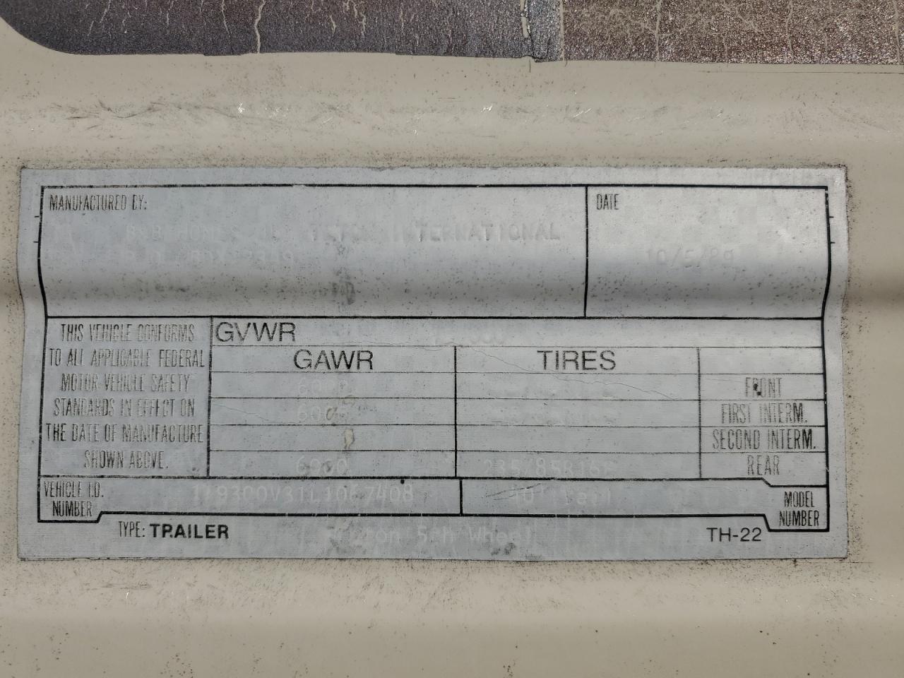 1990 Teton Trailers 5th Wheel