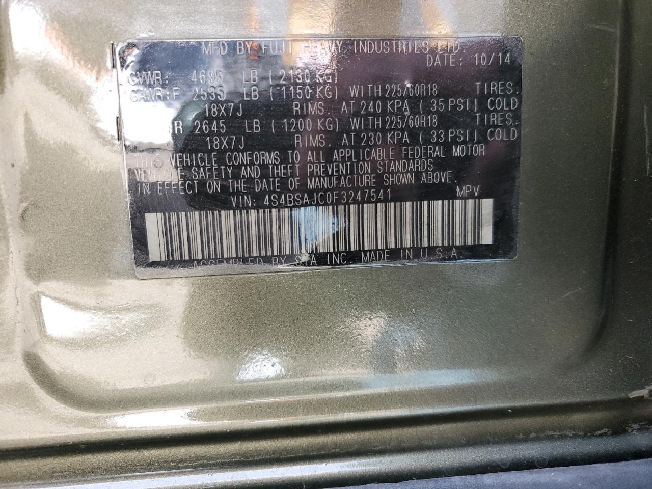 2015 Subaru Outback 2.5i Limited