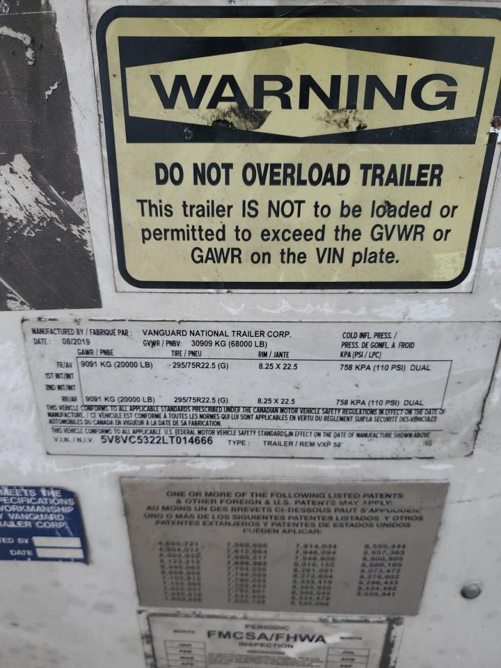 2020 Vanguard DRY Van Trailer