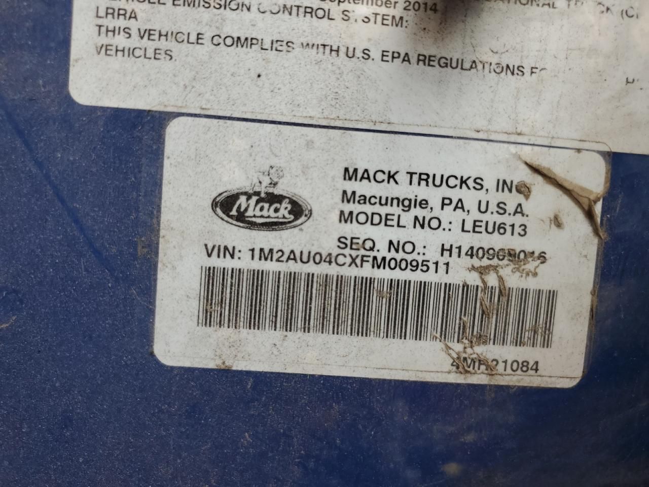 2015 Mack LEU613 Refuse Truck