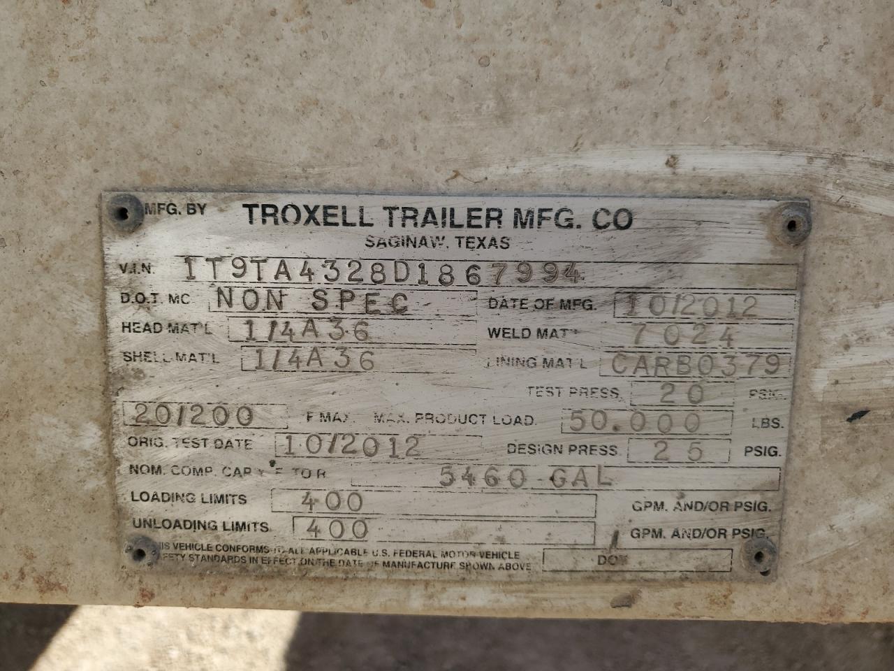 2013 Troxell Vacuum Trailer
