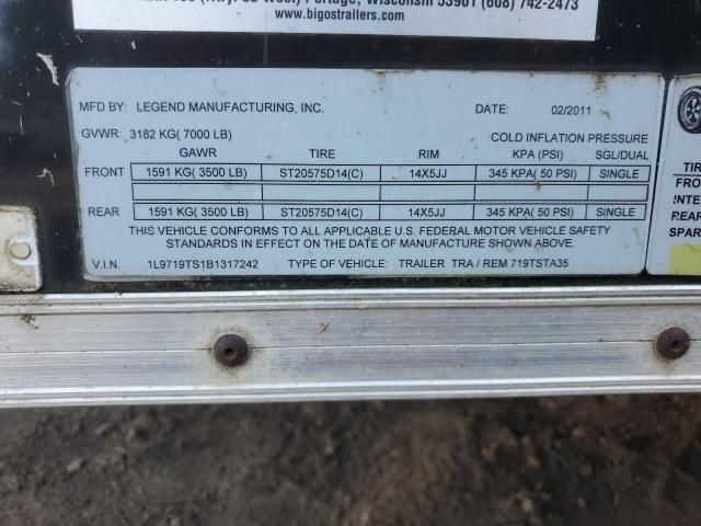 2011 Legend Enclosed Trailer 7X1