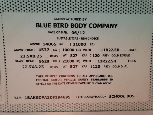 2013 Blubird 2013 BLU Bird BB Conventional School Bus