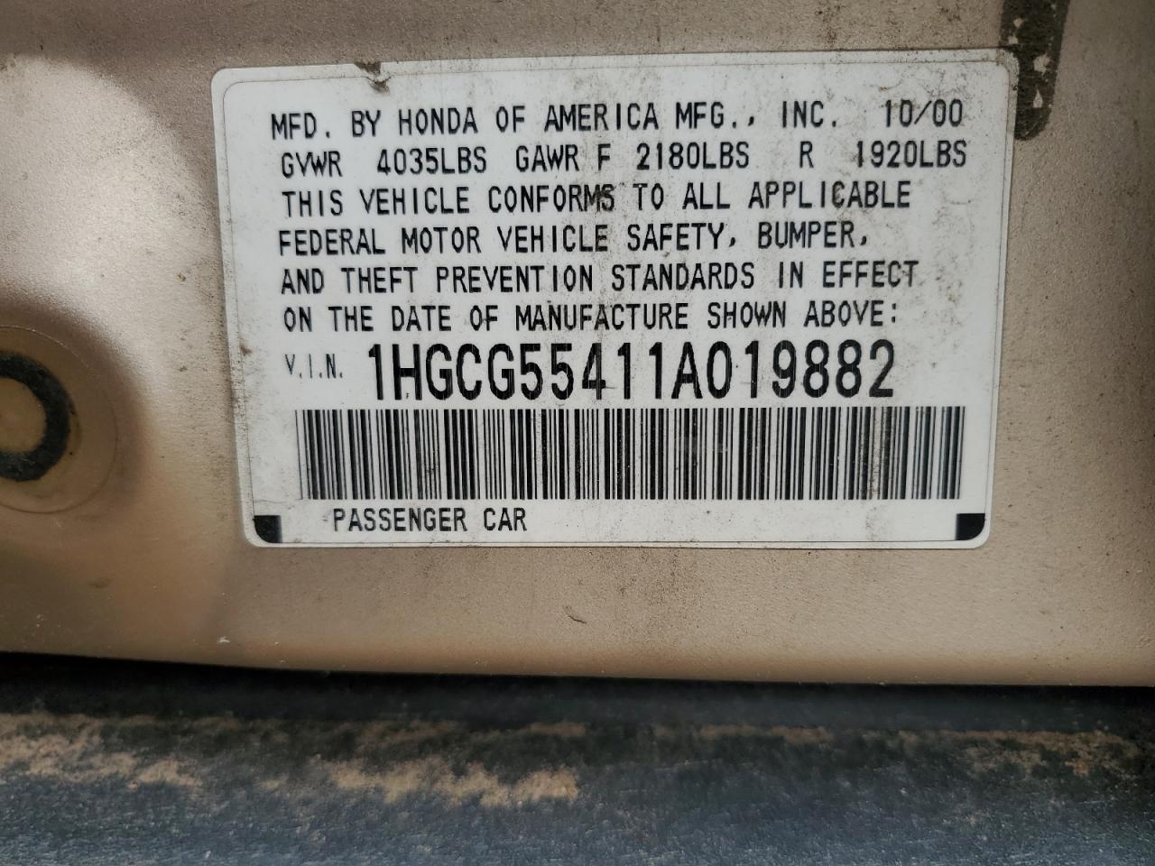 2001 Honda Accord lx