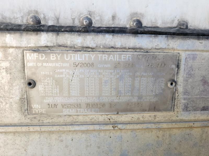 2007 Utility VS2RA Refrigerated Van Trailer