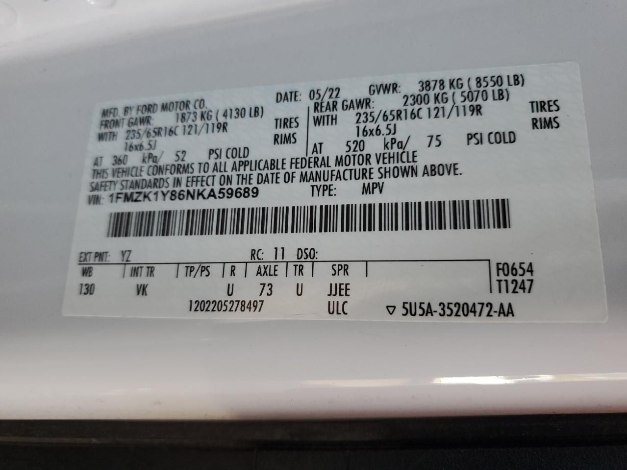 2022 Ford Transit T-150