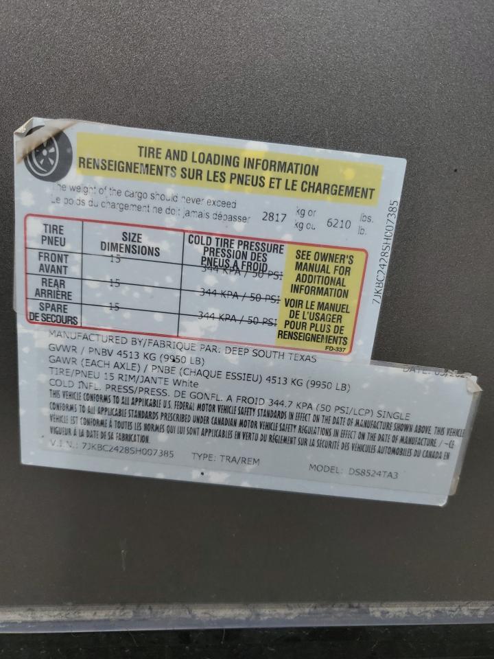 2025 Dstx 2025 Deep South Texas DS8524TA3 Enclosed Cargo TRA