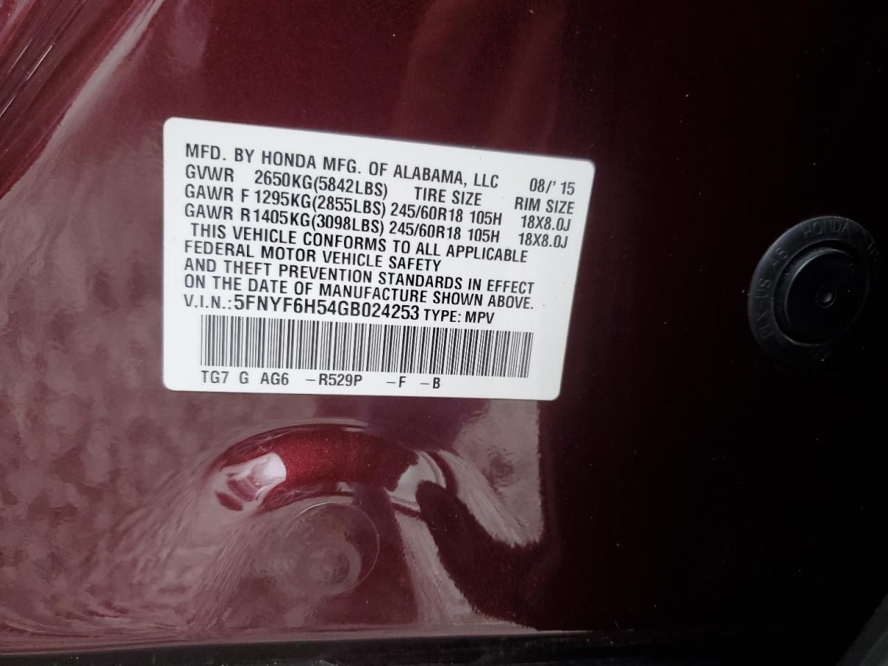 2016 Honda Pilot exl