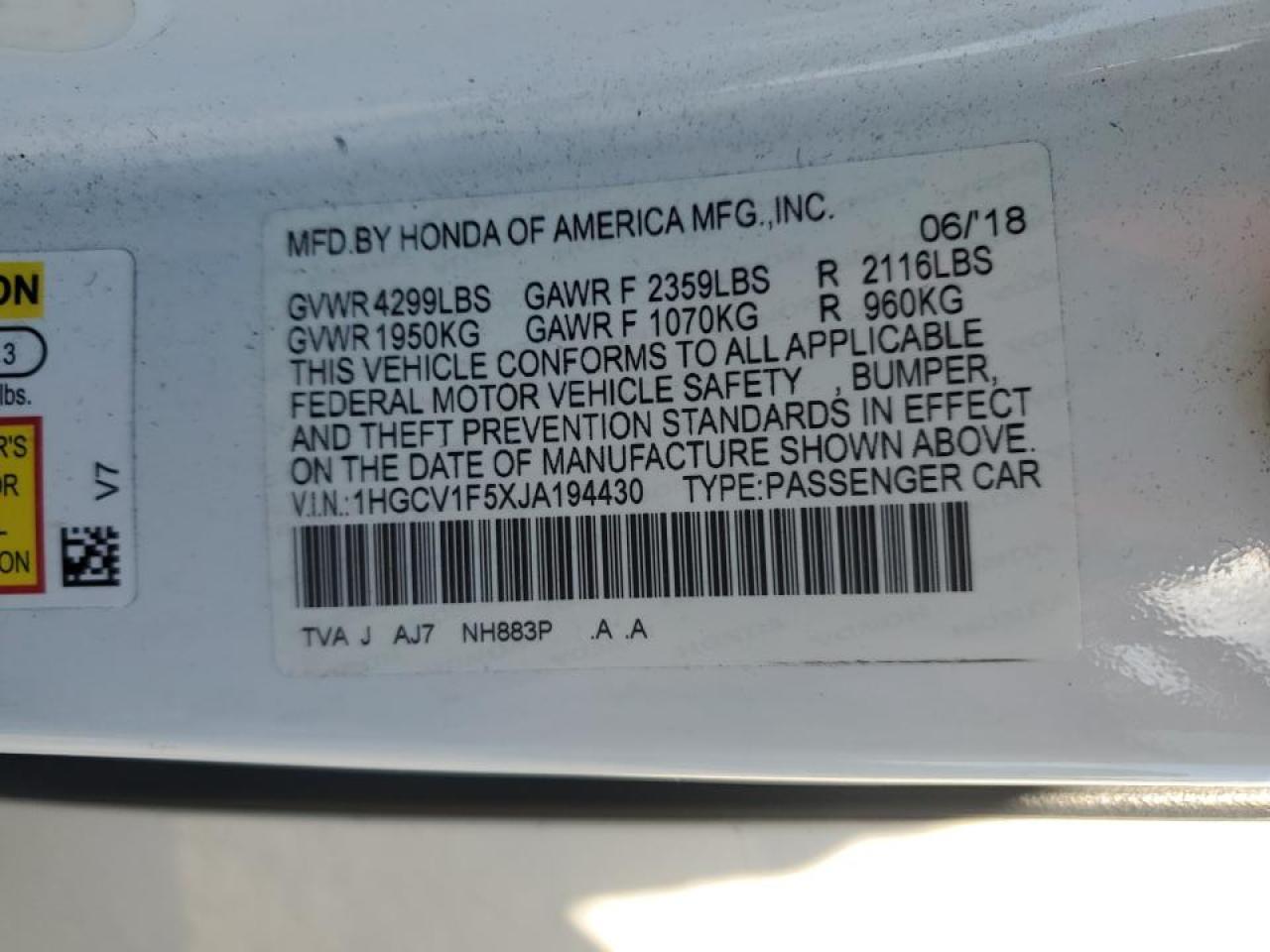 2018 Honda Accord exl