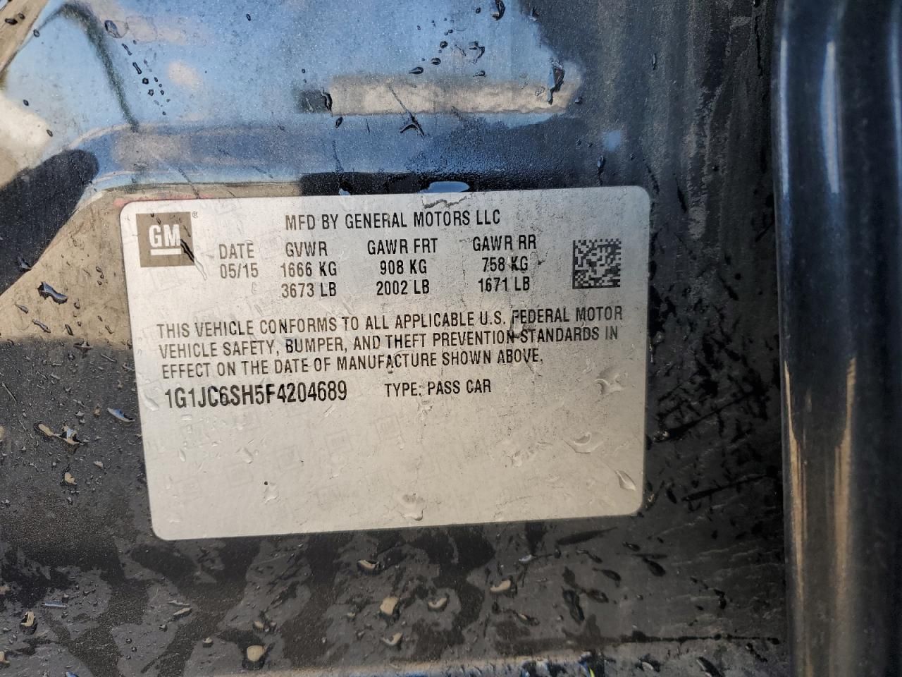 2015 Chevrolet Sonic lt