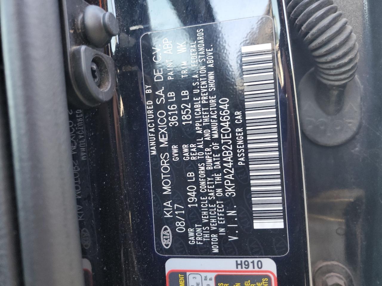 2018 KIA Rio lx