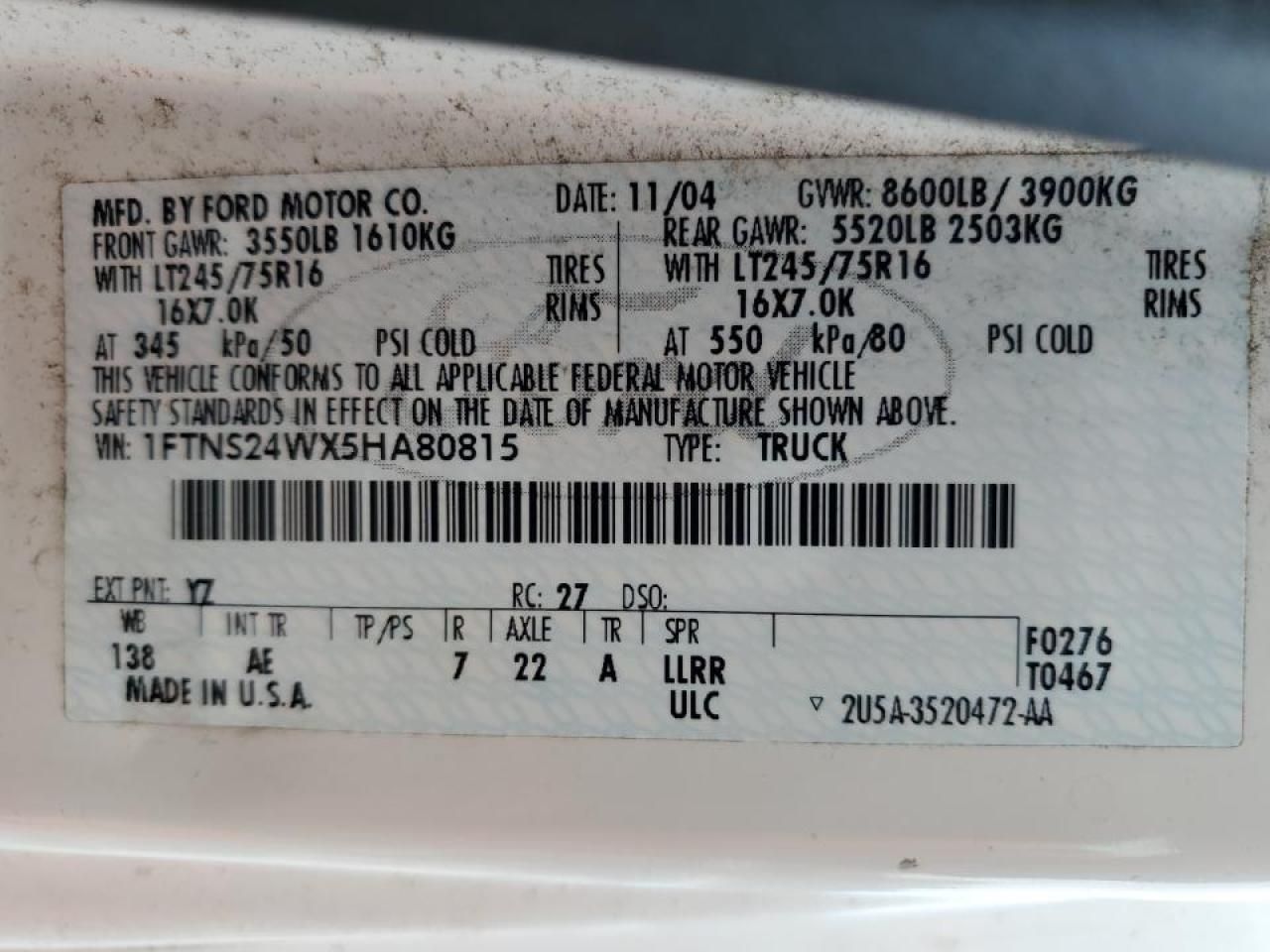 2005 Ford E250 Delivery Van